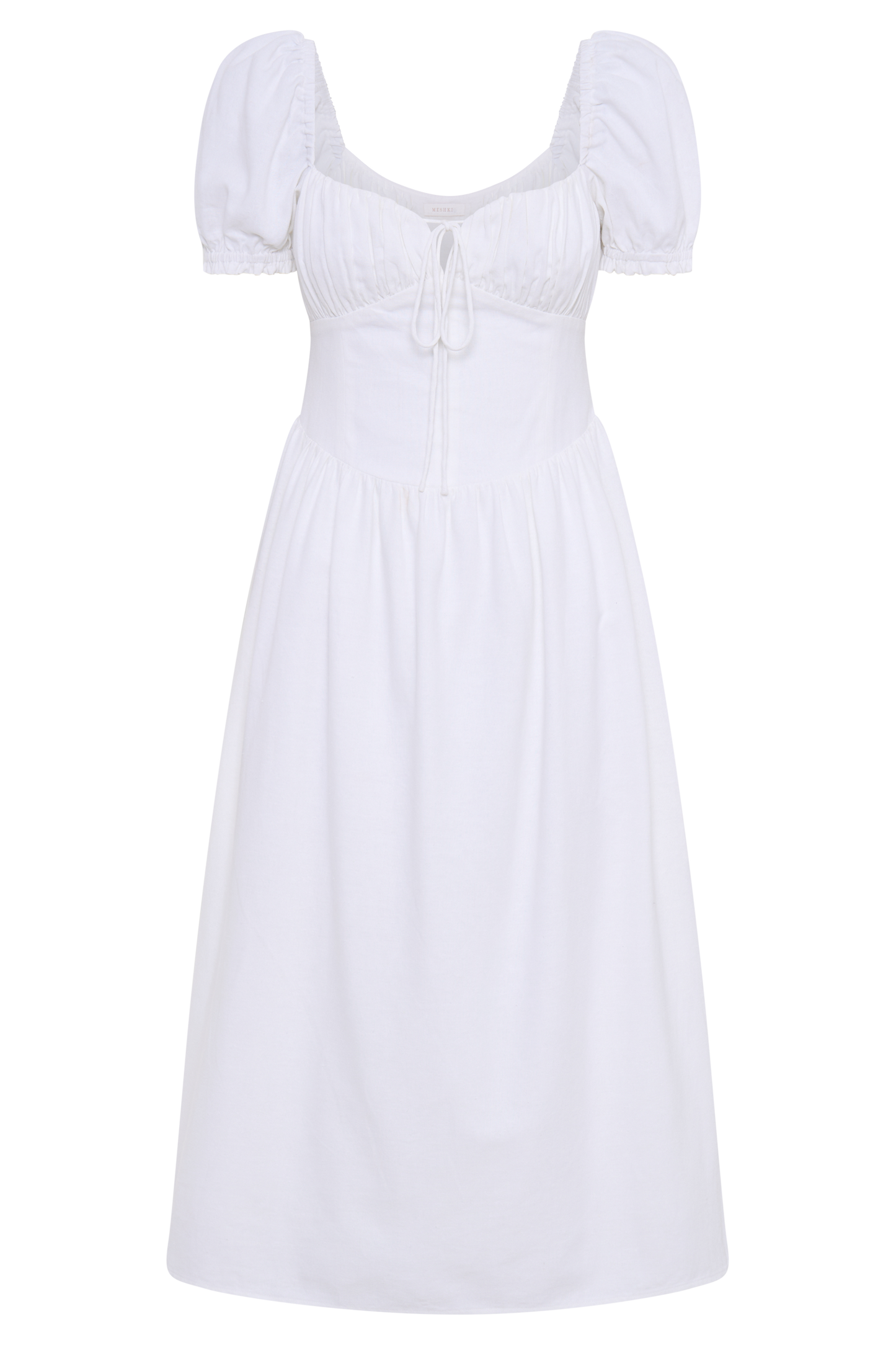 Rosalind Puff Sleeve Midi Dress - White