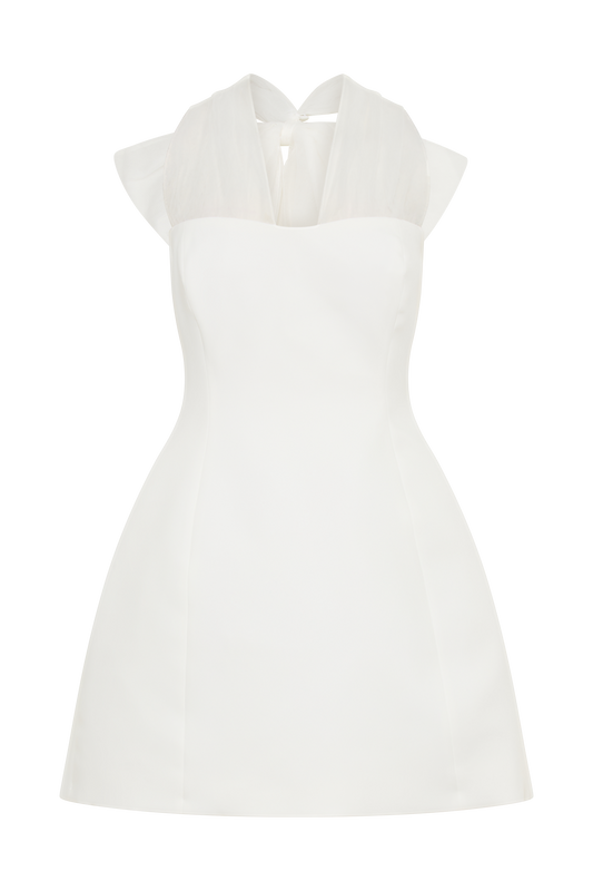 Maryam Tulle Bow Mini Dress - White