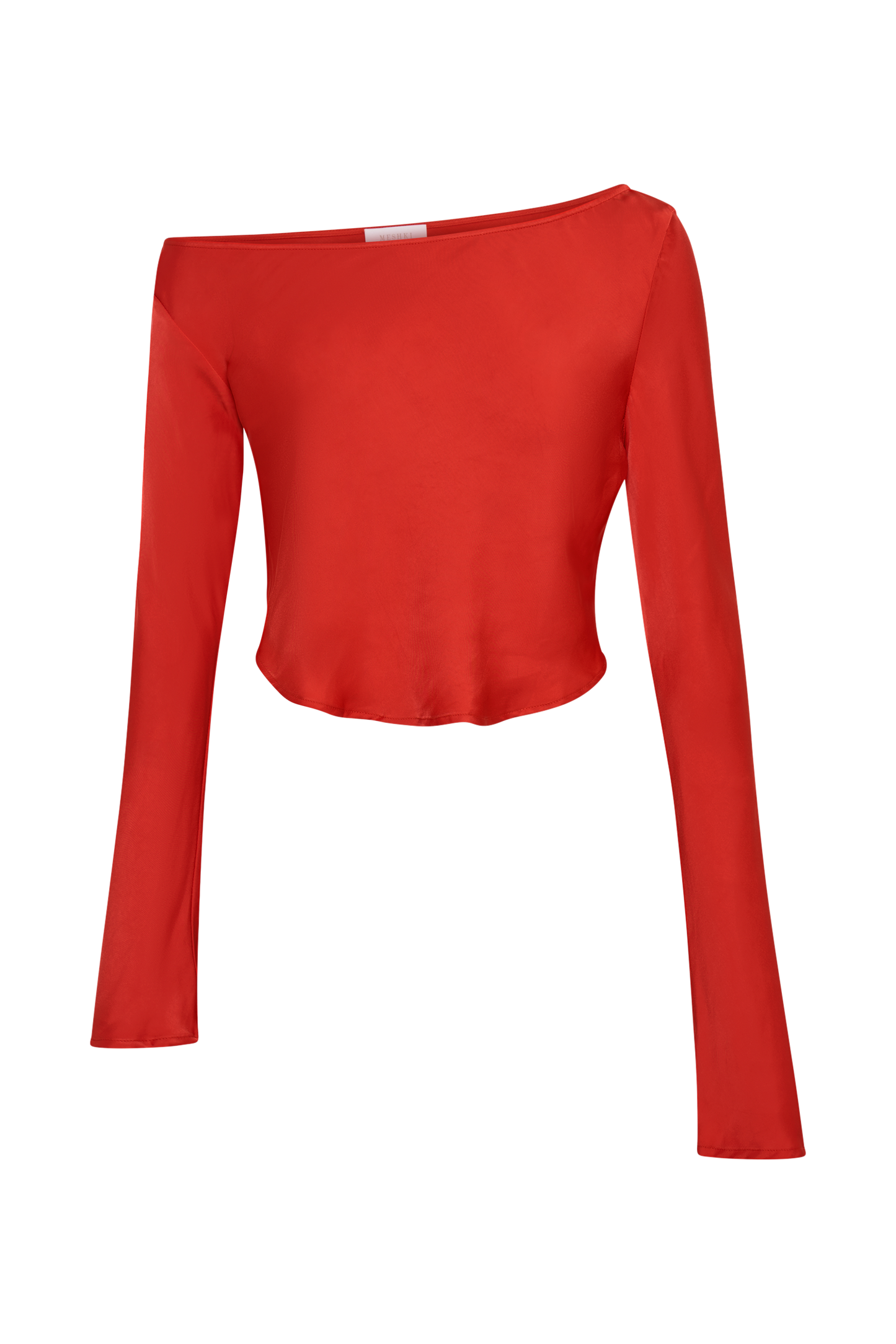 Violeta One Shoulder Satin Top - Red