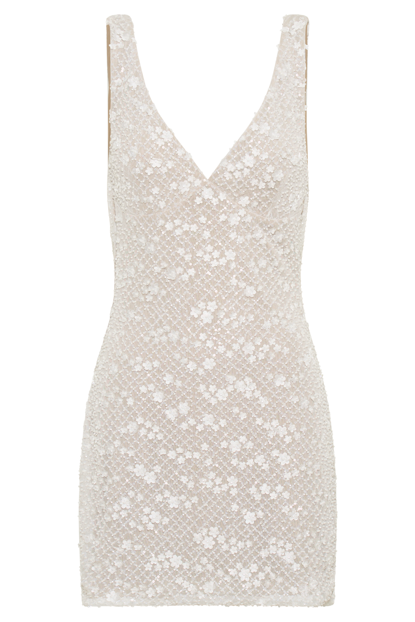 Louanne Daisy Beaded Mini Dress - White