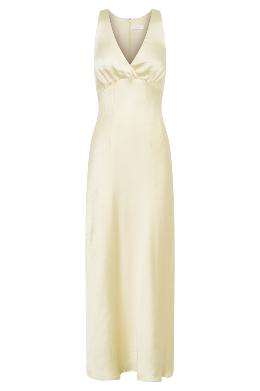 Meghan Satin Maxi Dress - Lemon Sorbet