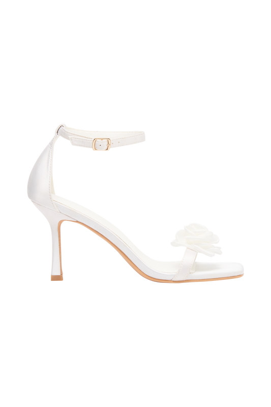 Lara Rose Satin Heel - White