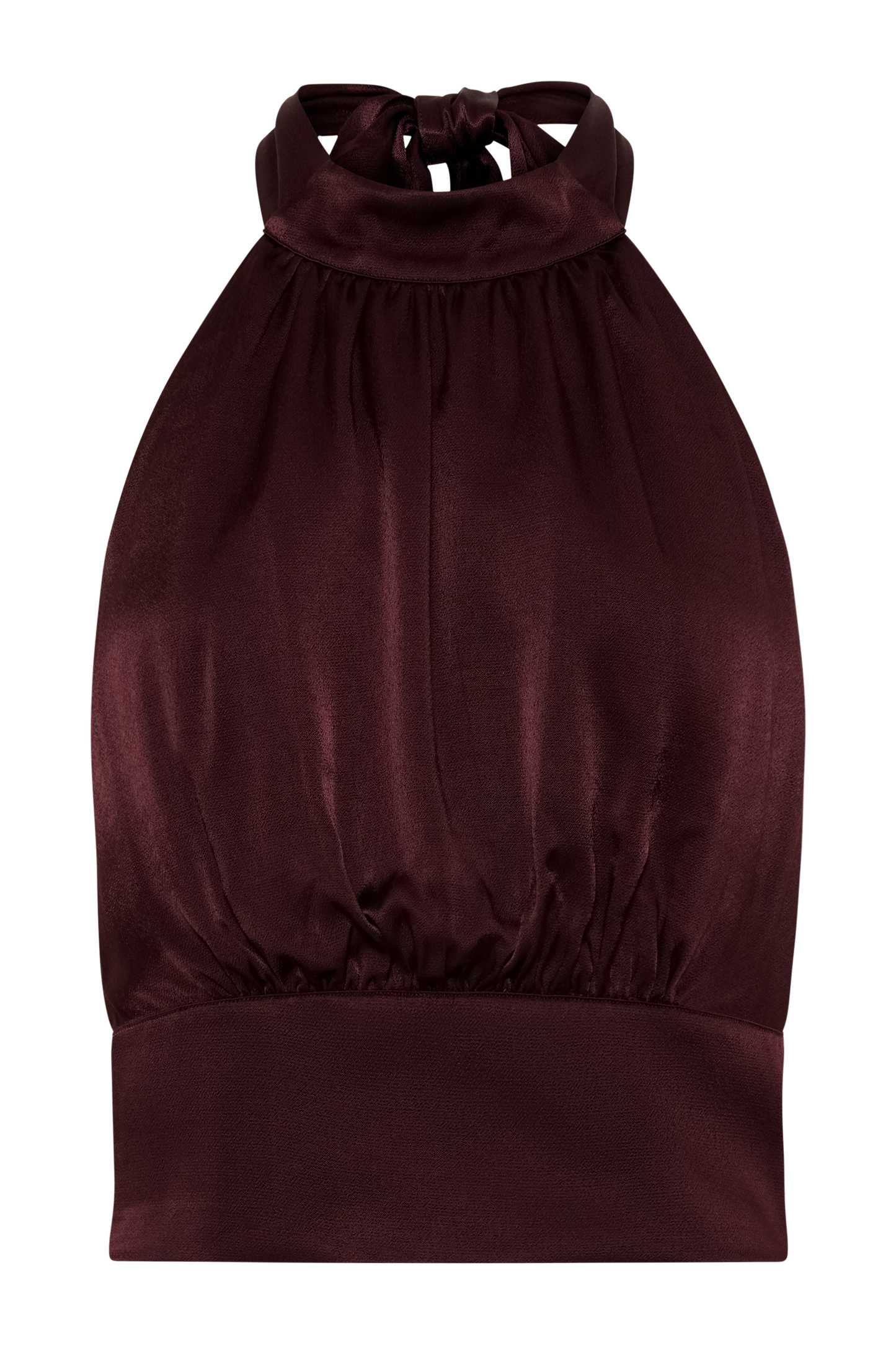 Clara Satin Halter Top - Plum