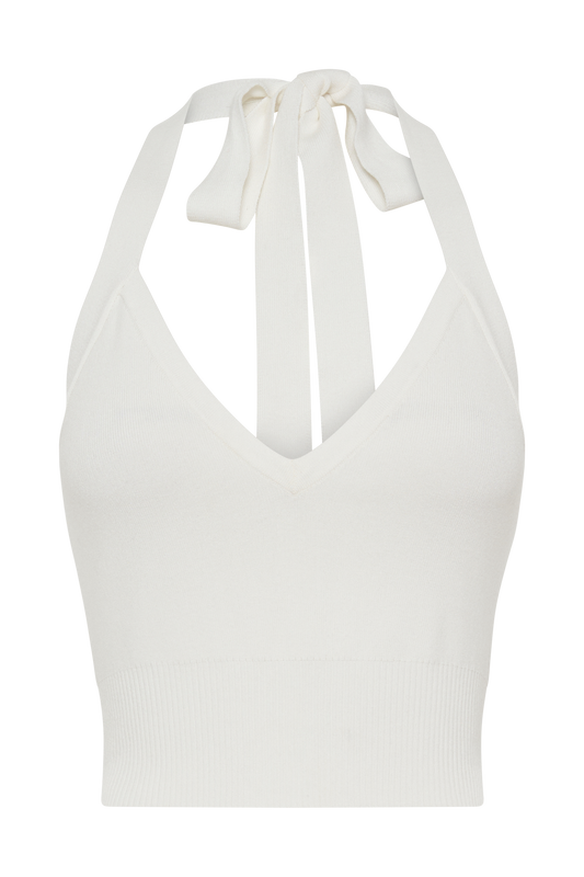 Wendy Halter Knit Top - Ivory