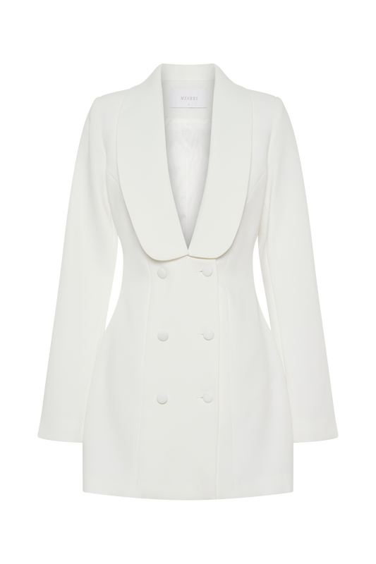 Trinity Crepe Blazer Dress - White