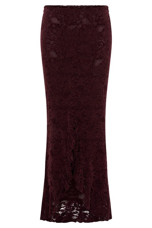 Artemis Lace Plisse Maxi Skirt - Plum