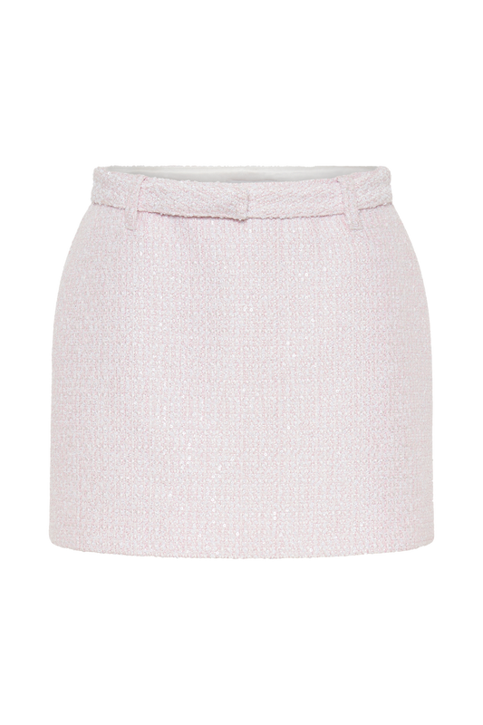 Mercer Tweed Mini Skirt - Fairy Floss Pink