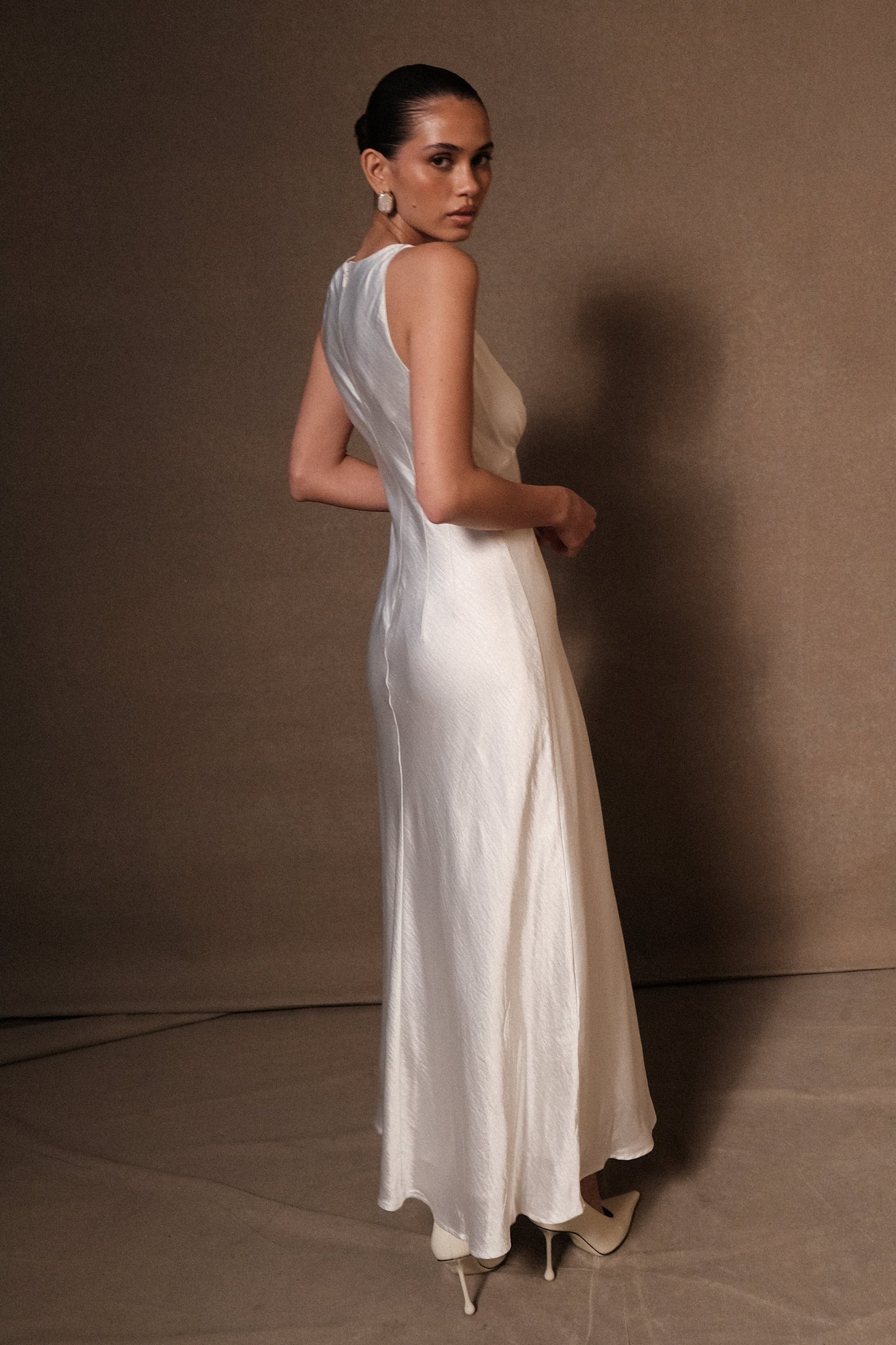 Meghan Satin Maxi Dress - Ivory