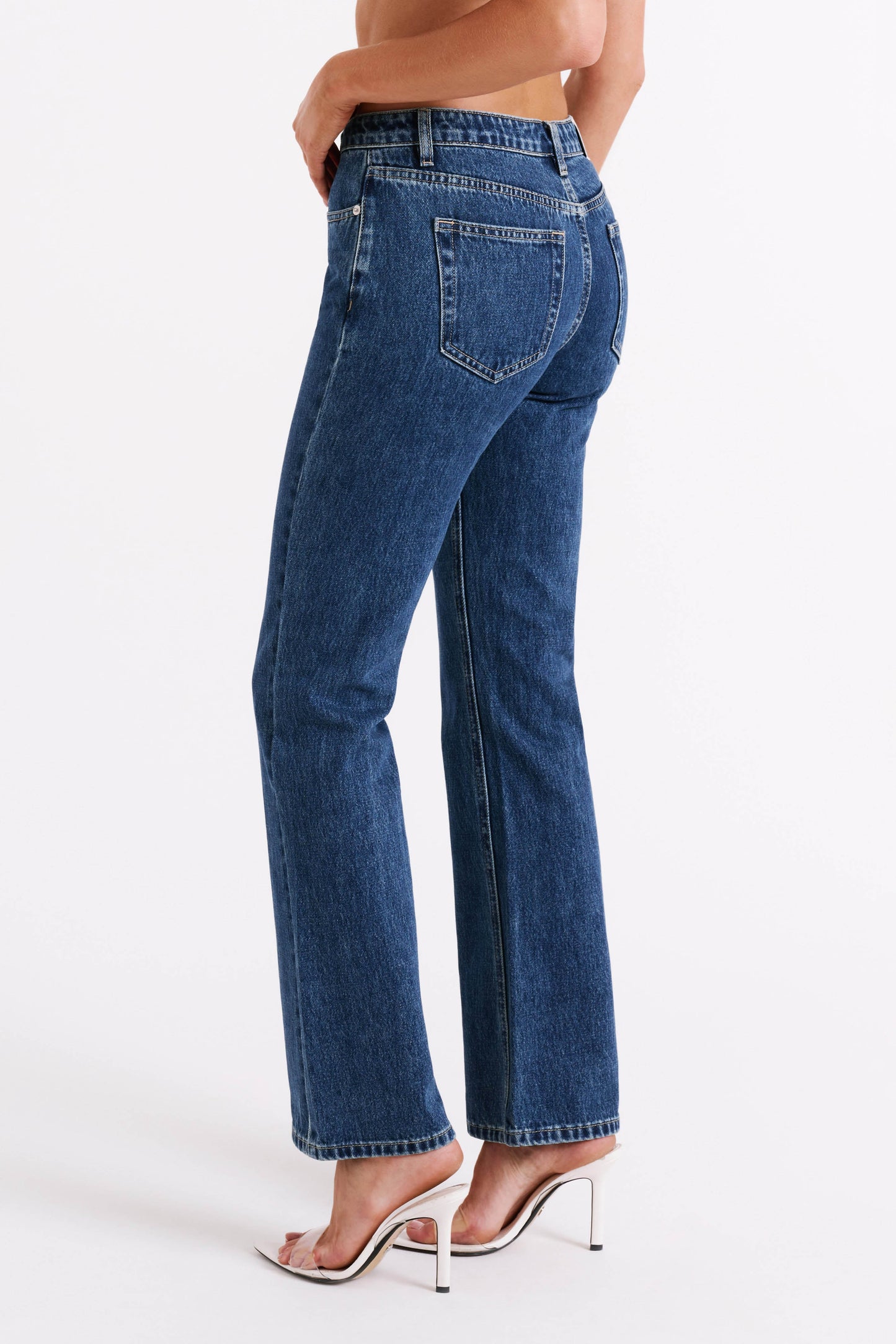 Stephy Low Rise Straight Leg Denim Jean - Dark Blue