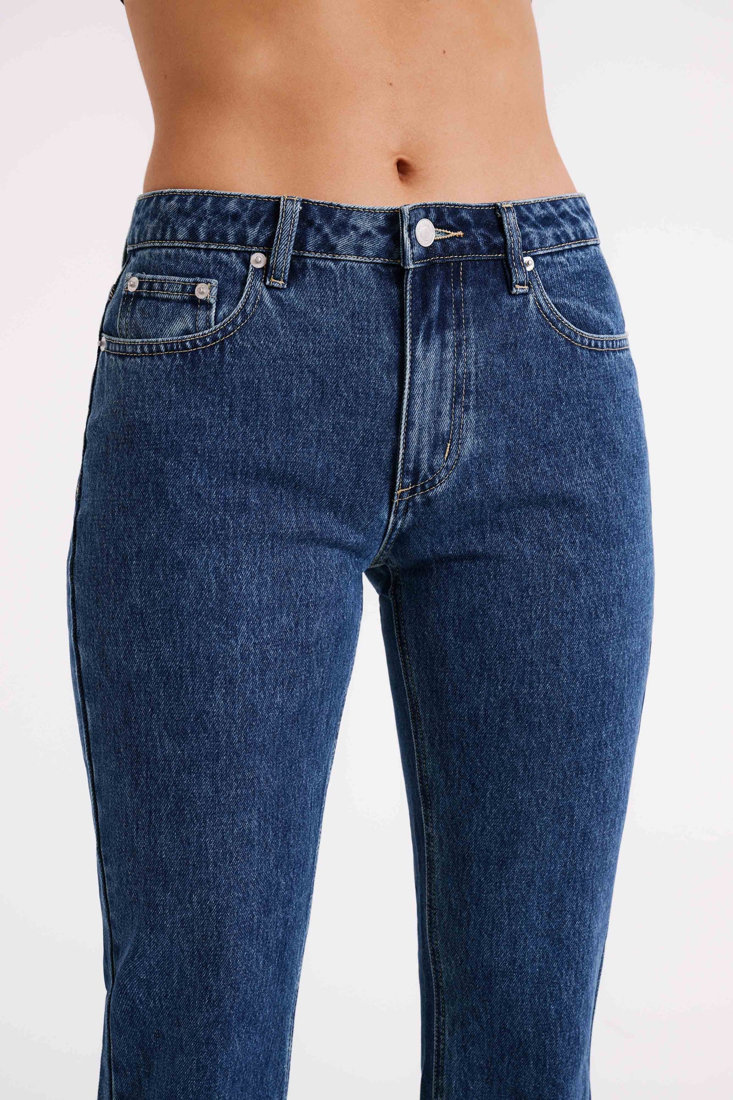 Stephy Low Rise Straight Leg Denim Jean - Dark Blue