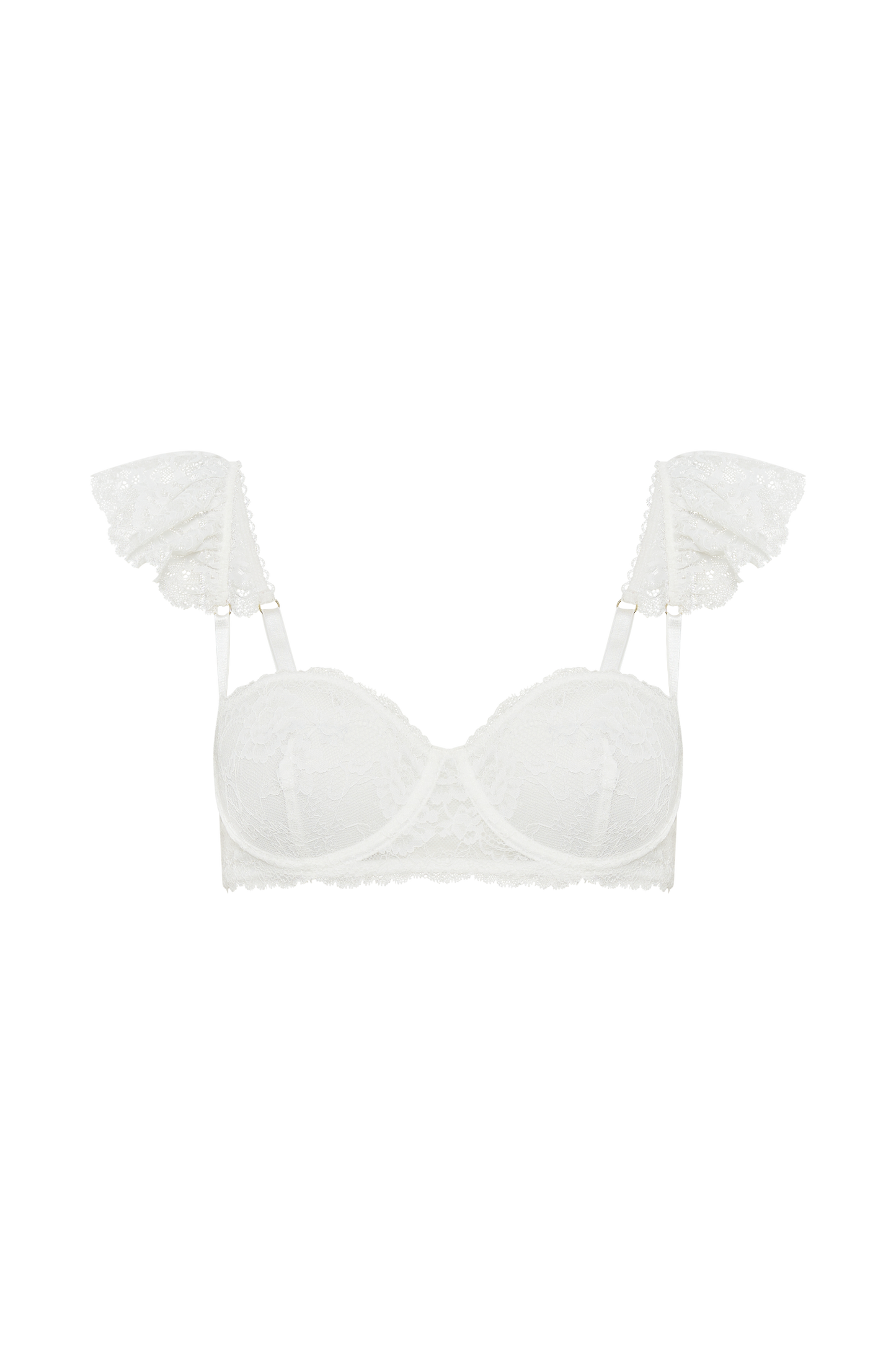 Blaise Lace Frill Underwire Bra - White