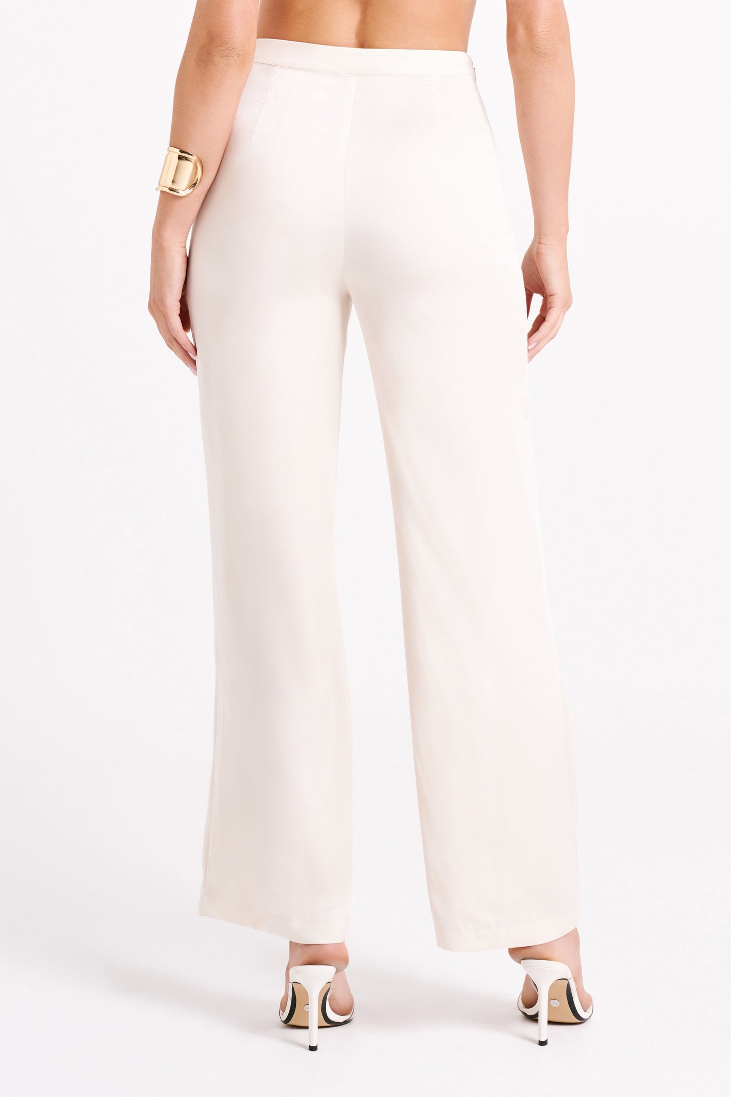 Elisa Satin Straight Leg Pant - Sand