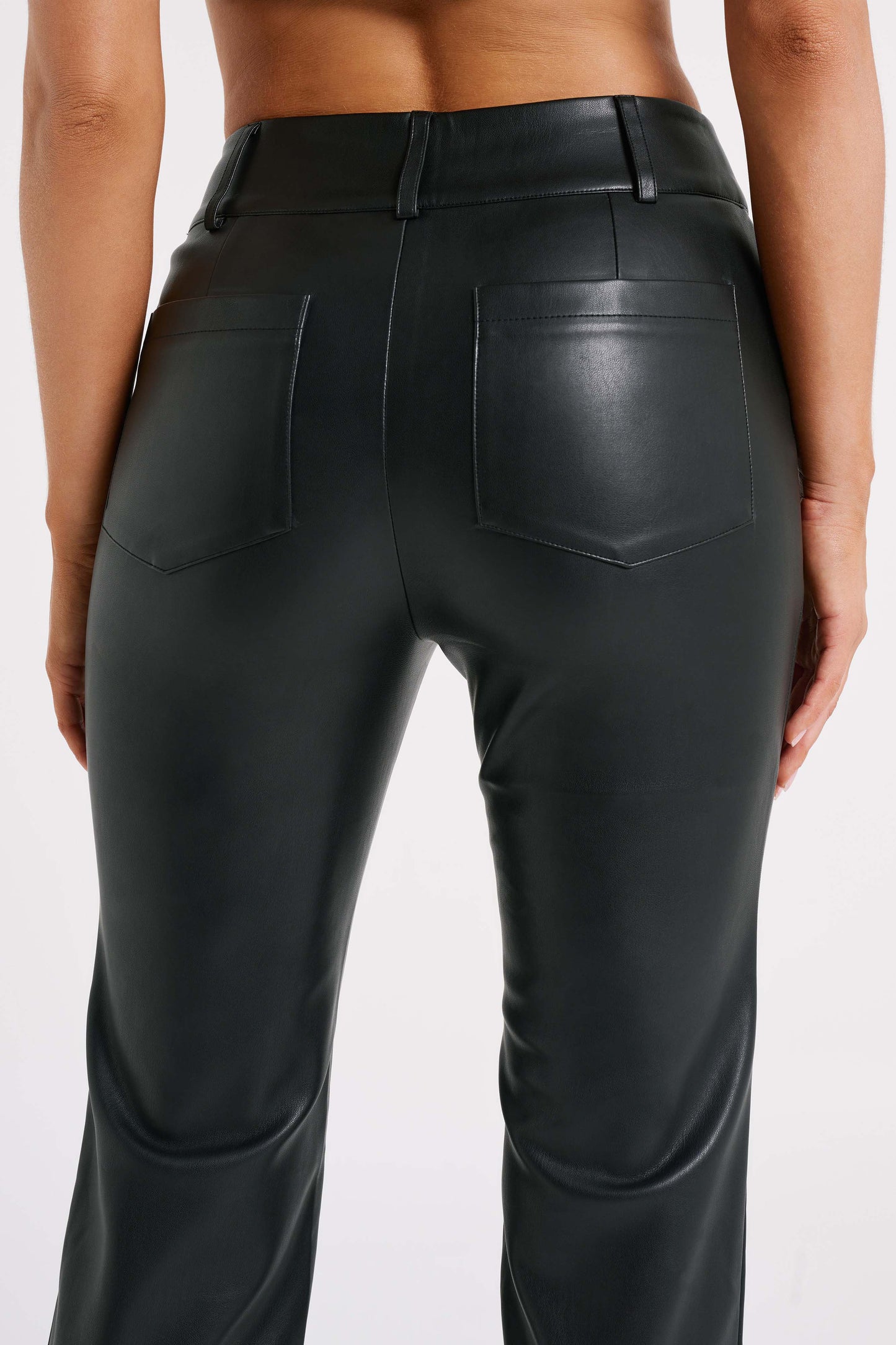 Laurette Faux Leather Straight Leg Pant - Black