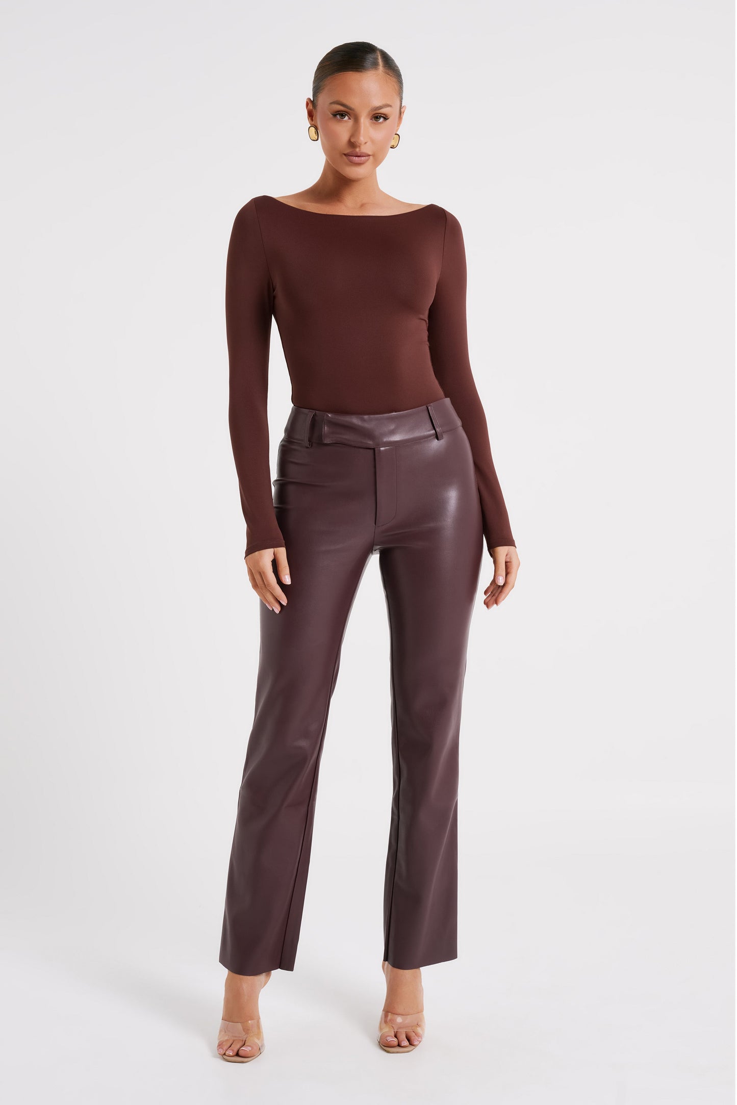 Cate Boatneck Long Sleeve Bodysuit - Chocolate