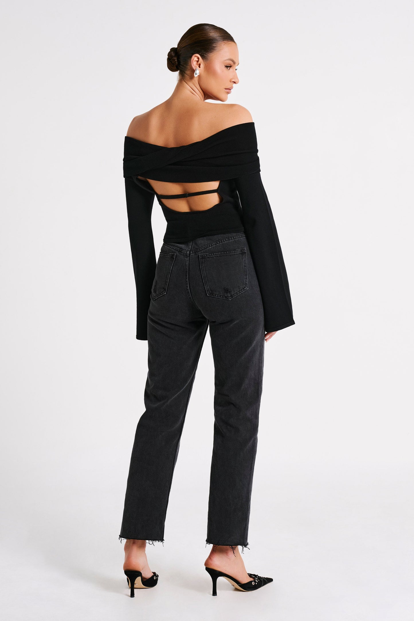 Marlisa Off Shoulder Twist Top - Black