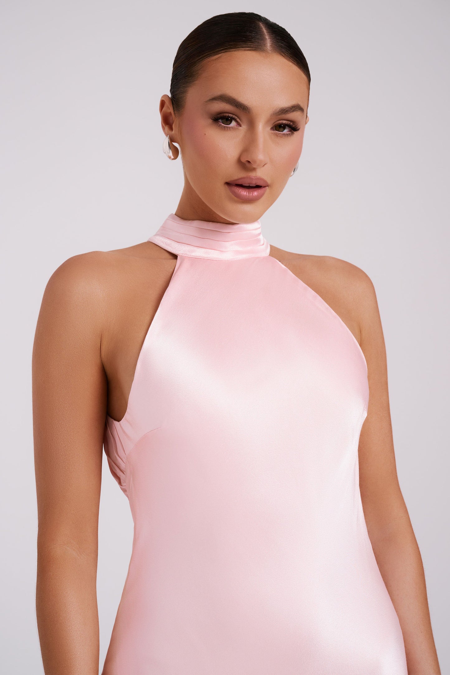 Claire Satin Drape Back Maxi Dress - Rosewater