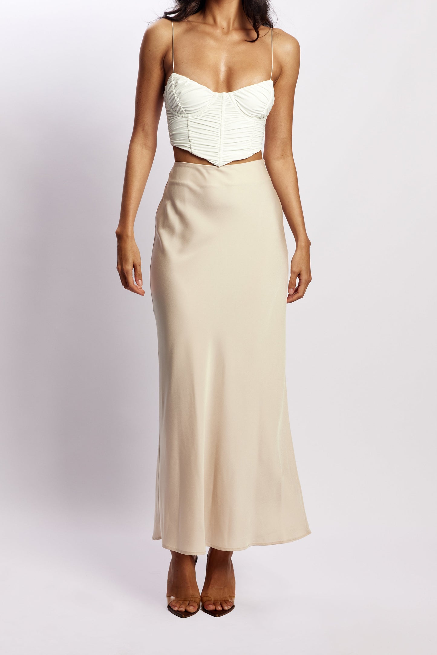 Missy Maxi Satin Skirt - Champagne