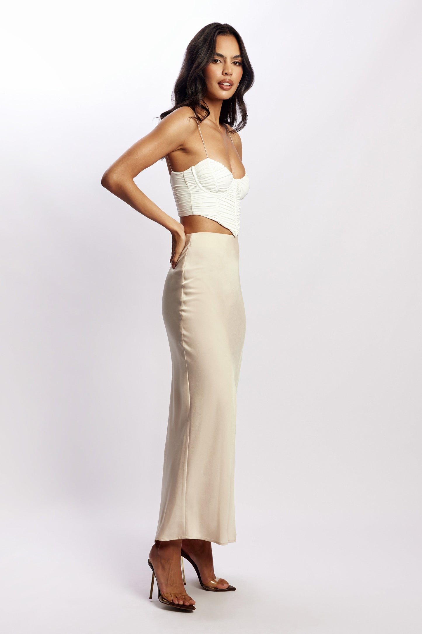 Missy Maxi Satin Skirt - Champagne