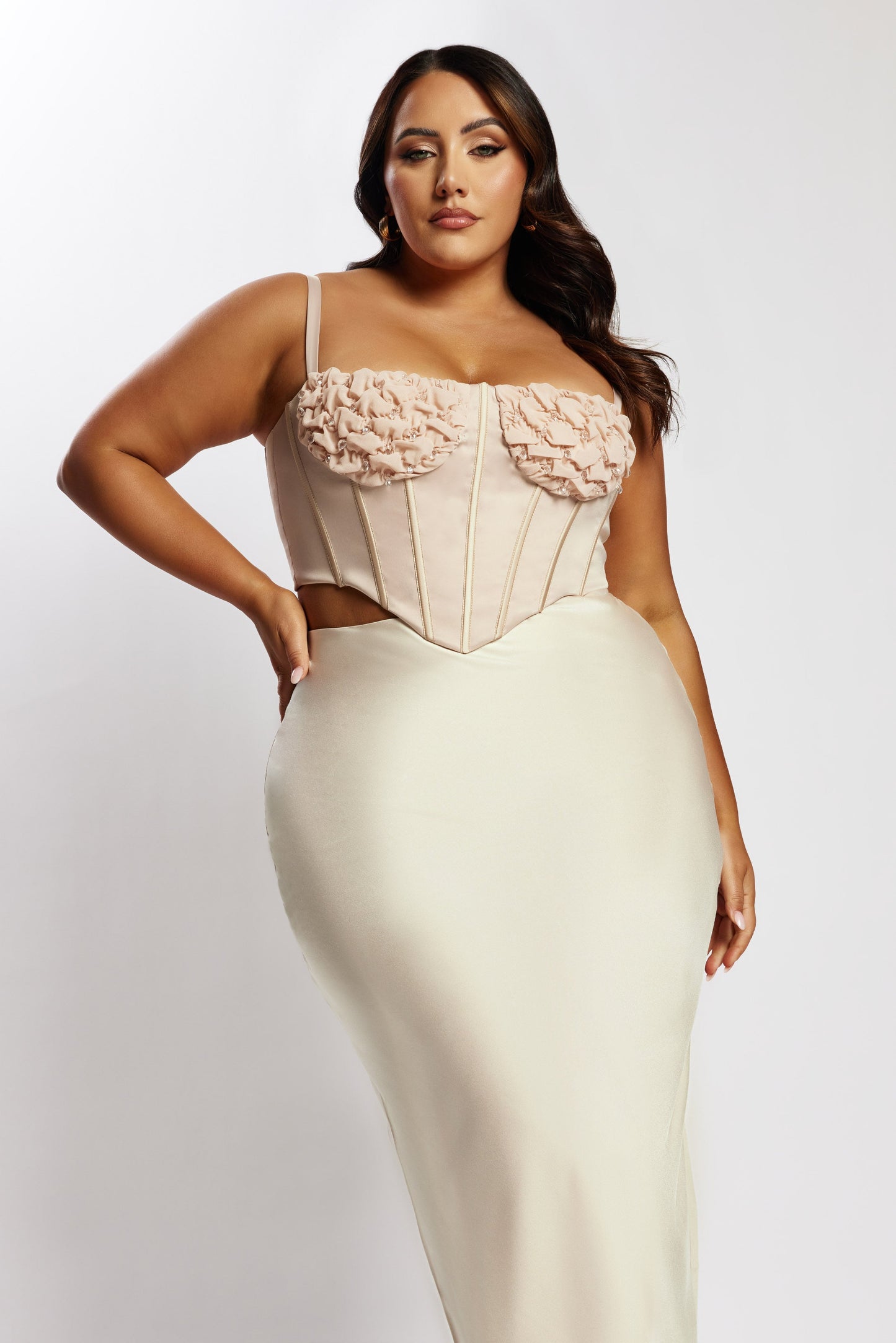 Missy Maxi Satin Skirt - Champagne