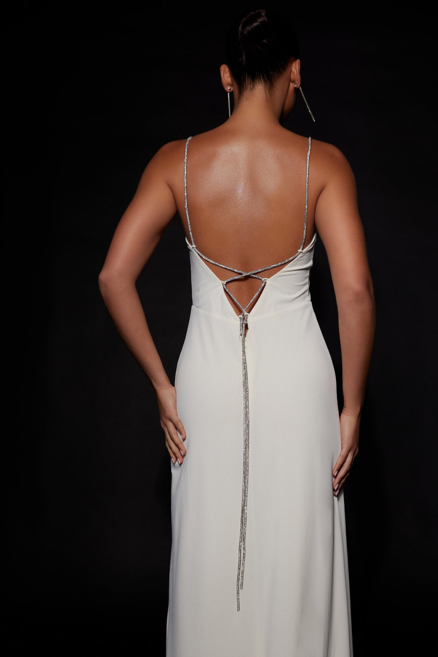 Dionne Criss Cross Diamante Maxi Dress - Bone