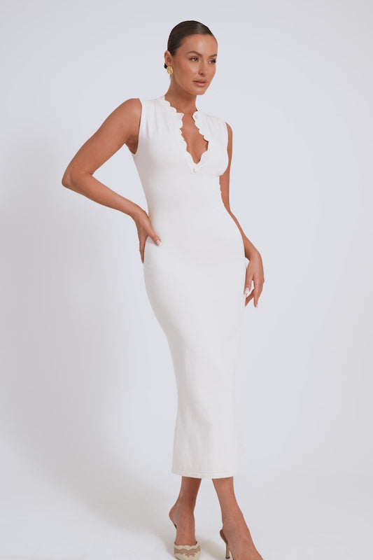 Korva Knit Midi Dress - Ivory