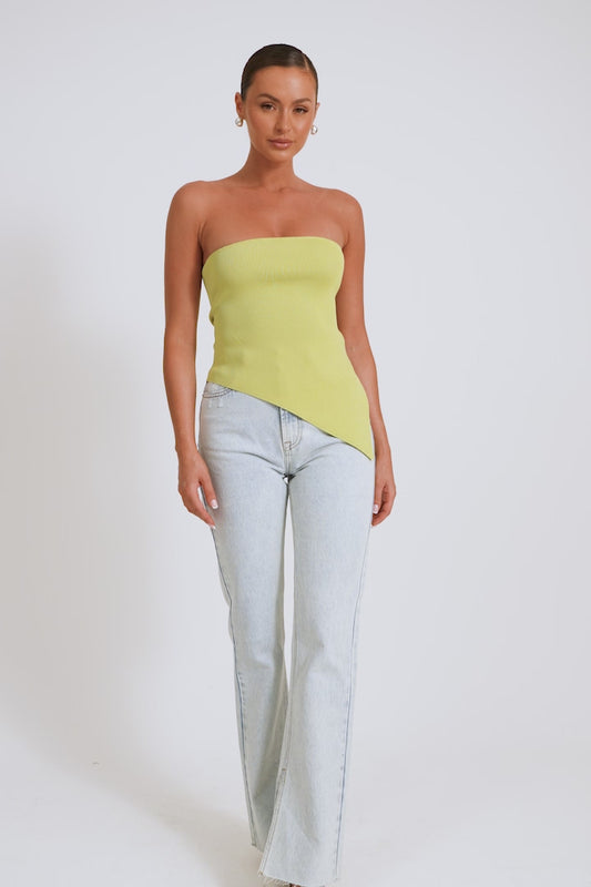 Sidney Asymmetrical Strapless Knit Top - Apple