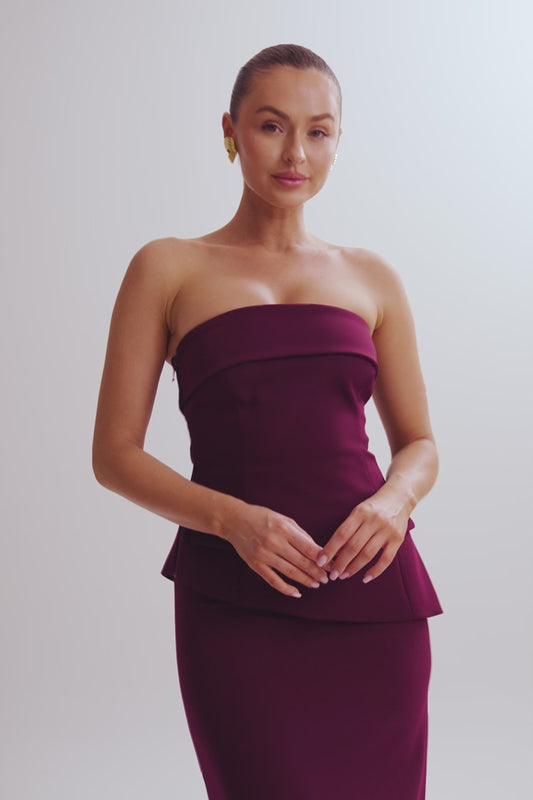 Micah Suiting Strapless Top - Plum