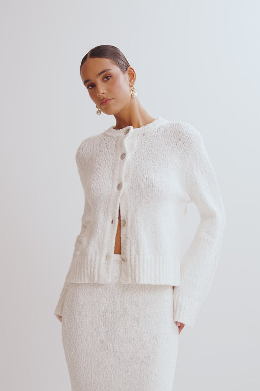 Moira Oversized Boucle Cardigan - White