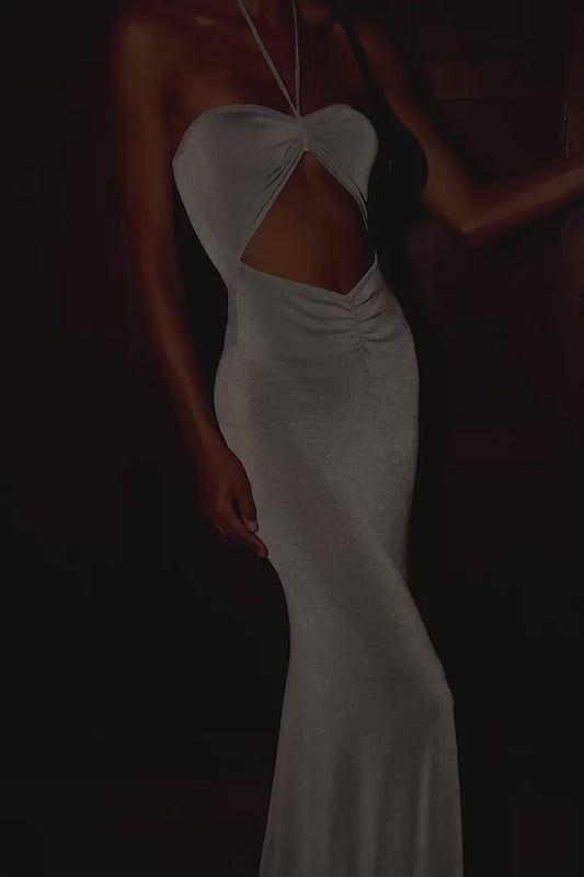 Lilith Reflective Knit Maxi Dress - Silver