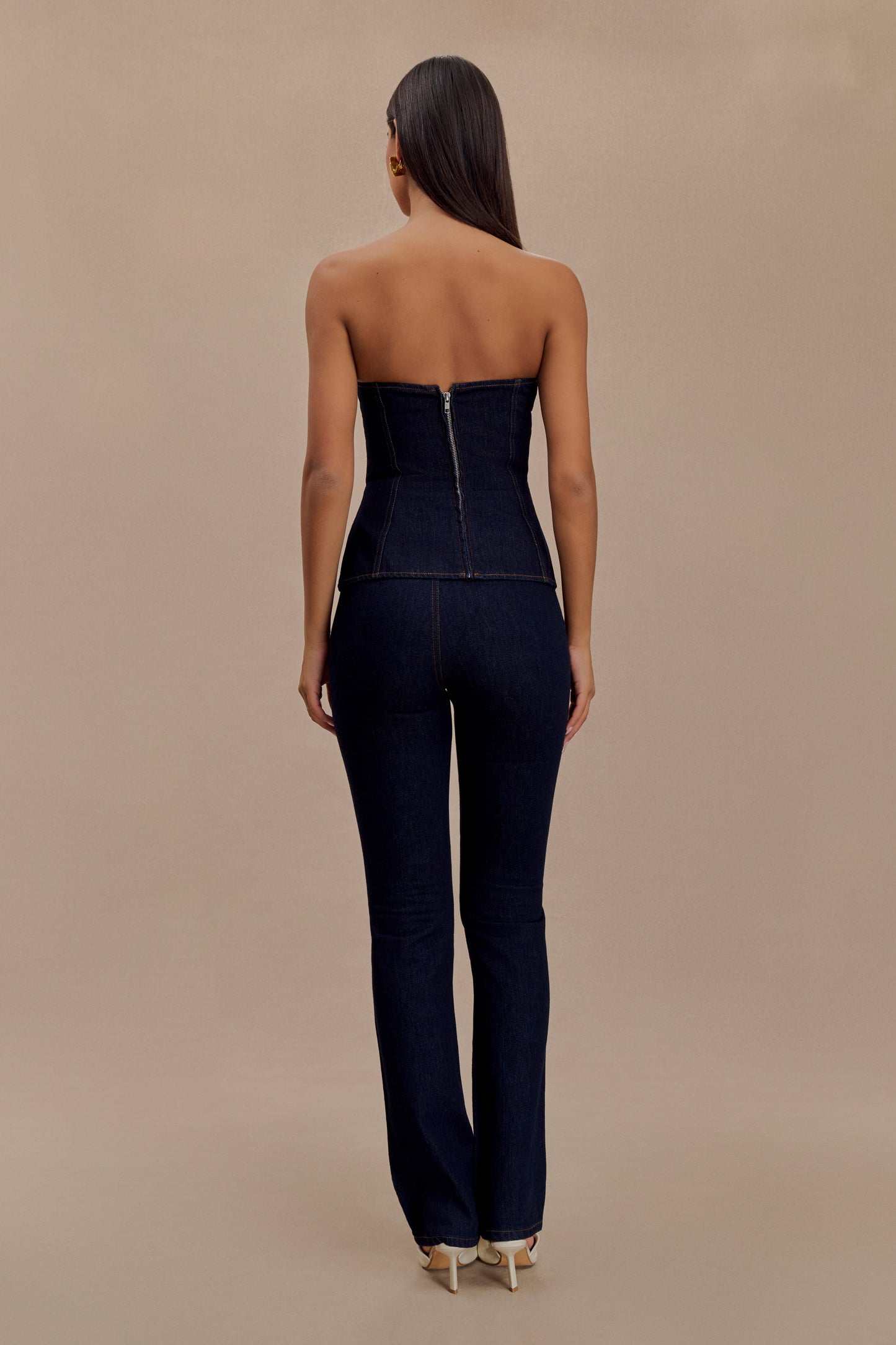 Sylas Strapless Buckle Denim Top - Indigo Blue