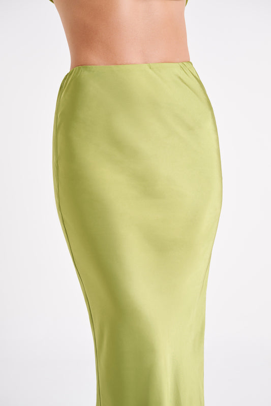 Violeta Satin Maxi Skirt - Parakeet Green